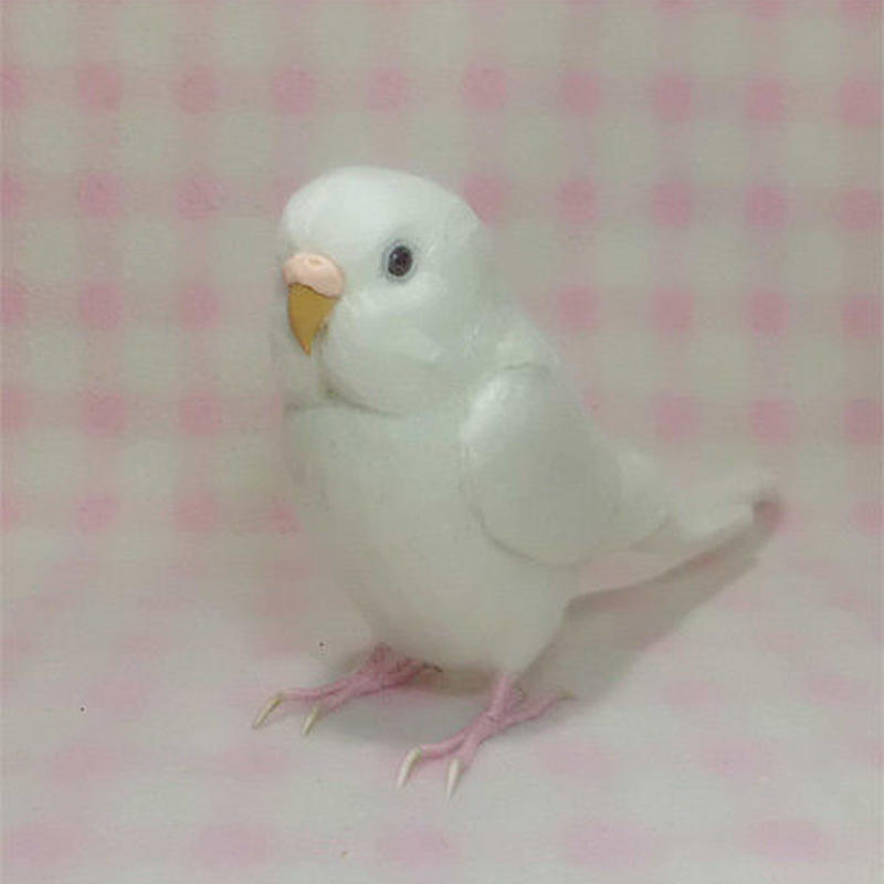 受注作成品 セキセイインコ アルビノ 濃い赤目 羊毛フィギュア リアルサイズ 受注作成品 セキセイインコ アルビノ 濃い赤目 羊毛フィギュア リアルサイズ