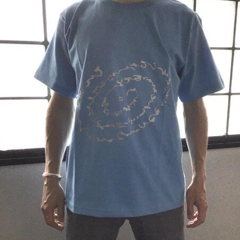 Tシャツ いろは ひふみ曼荼羅 サックスブルー Xsサイズ 着丈57cm 身幅42c