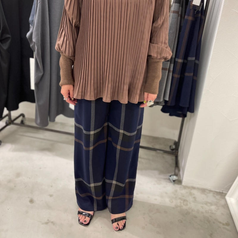 【5%OFF】 チェックワイドパンツ BIG - カジュアルパンツ