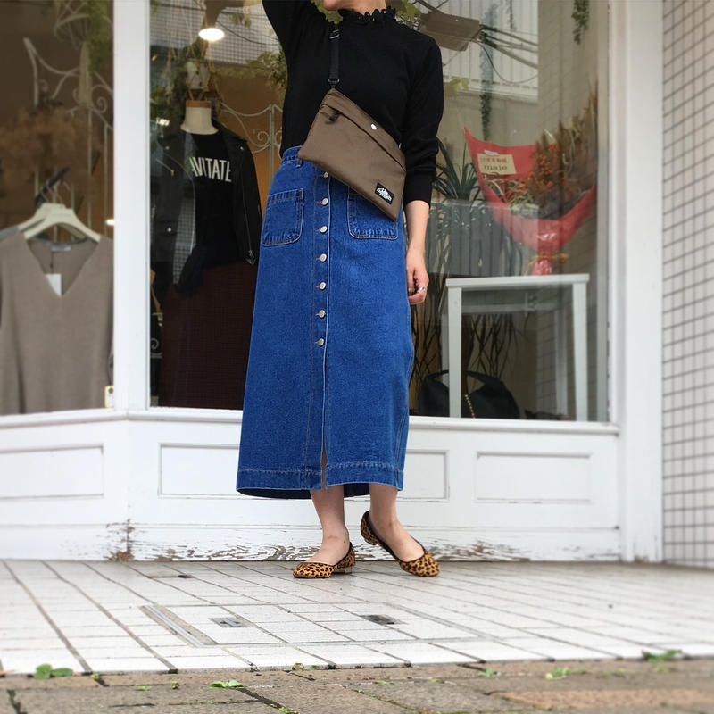 前ボタンデニムスカート Selectshop Kusukusu