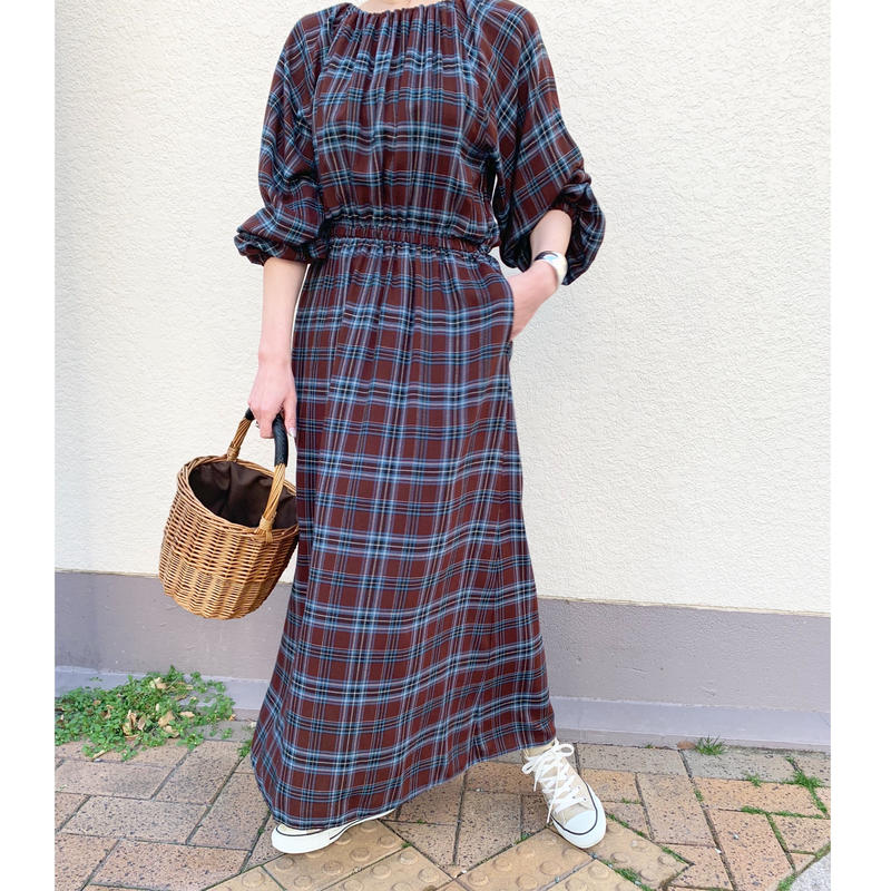 チェック柄マキシワンピース Selectshop Kusukusu