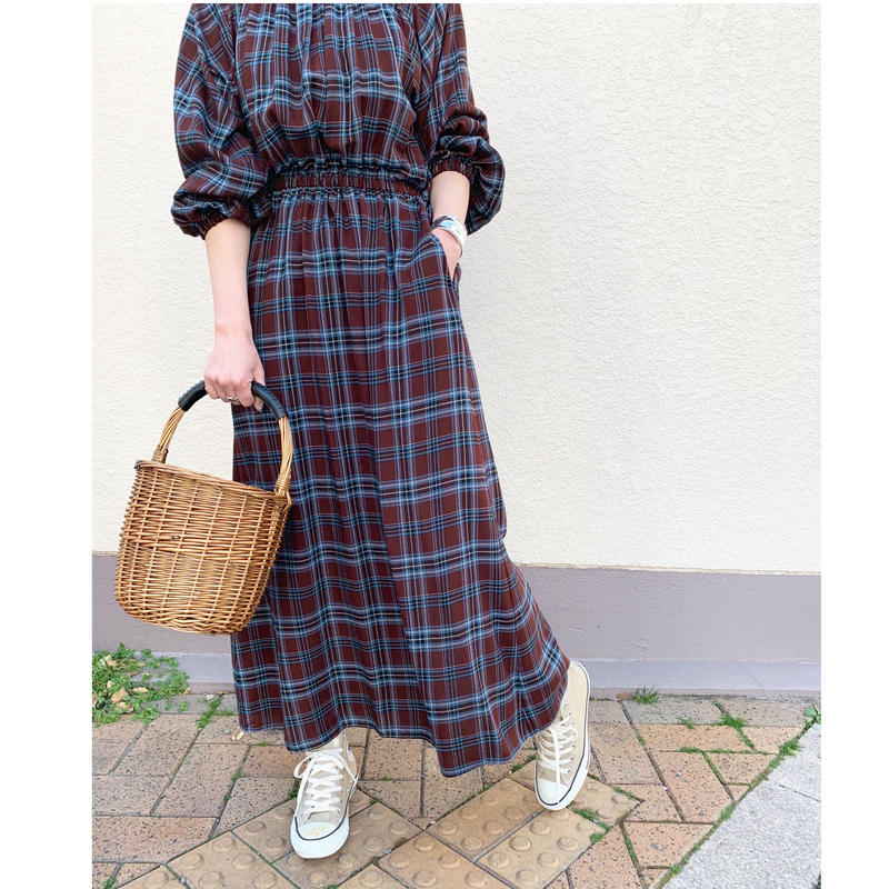 チェック柄マキシワンピース Selectshop Kusukusu