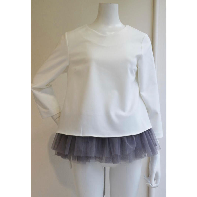 再入荷】【セットアップ】チュールレイヤードブラウス×サイドスリット 再入荷】【セットアップ】チュールレイヤードブラウス×サイドスリット