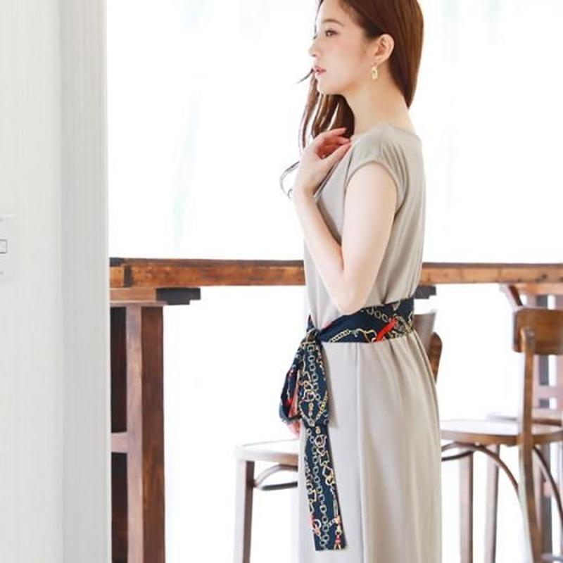 スカーフベルト付きフレンチスリーブワンピース Amira