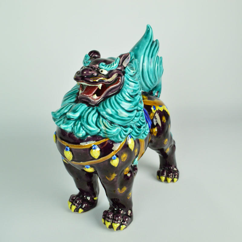 二代 徳田八十吉 獅子置物 九谷焼