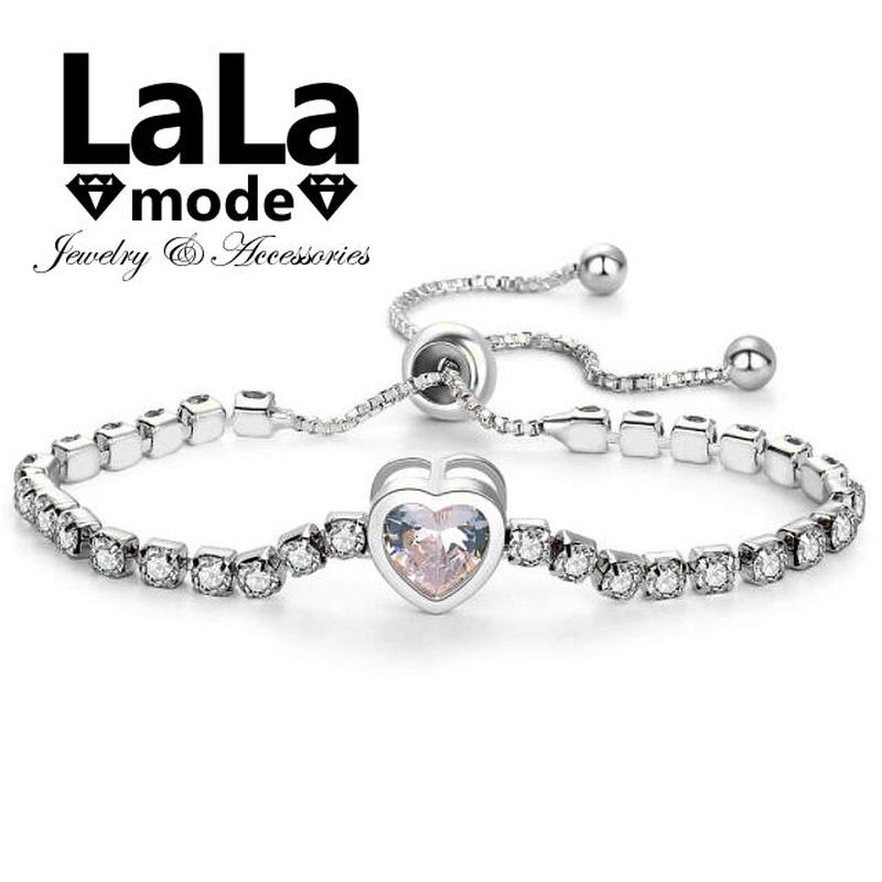 ブレスレット レディース キュービック ジルコニア ハート サークル ２タイプ ｃｚダイヤモン