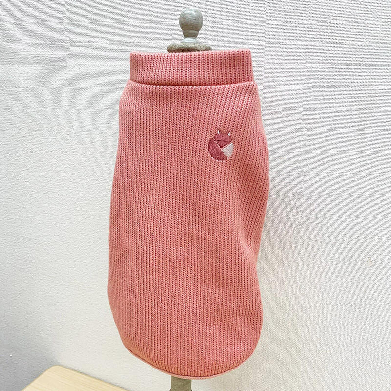 Idog Icat きつねのニットタンク コーラルピンク L 犬服 La Vie D