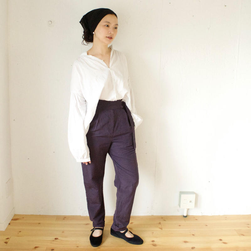 humoresque(ユーモレスク) リネンシルク テーパードパンツ waist belt p...