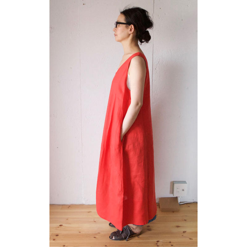 Honnete オネット New Tank Dress リネン ノースリーブワンピース L
