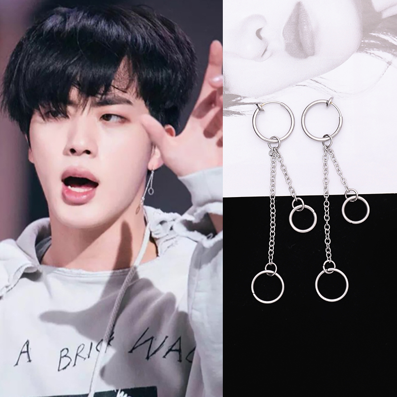 Bts Jin ソクジン着用モデル ダブルサークルピアス 2pc １ペア 日本未入荷アクセ