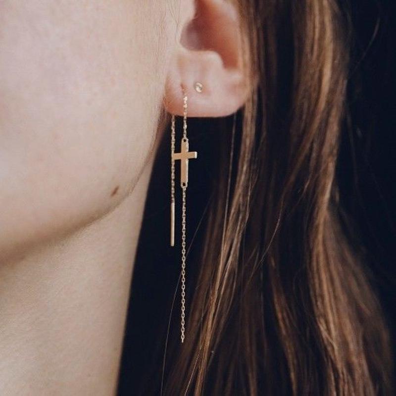 cross chain pierce(single) | les bonbon cross chain pierce(single) | les bonbon