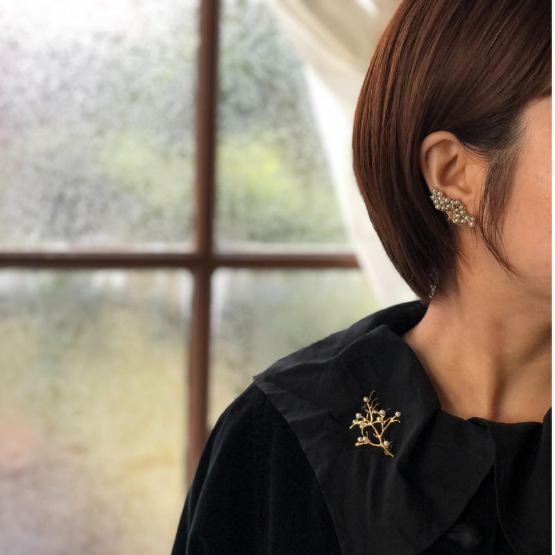 枝とパールの実ブローチ Gold Lilaf M Soeur Online Shop