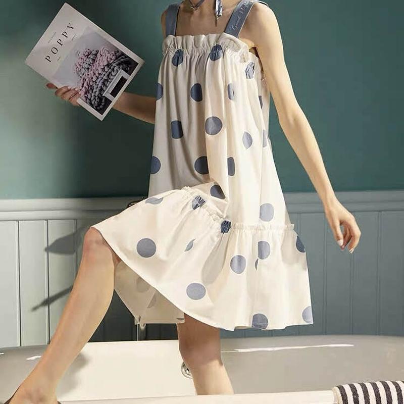 ルームウェア ワンピースタイプ ブルードット ワンピースパジャマ Liliana