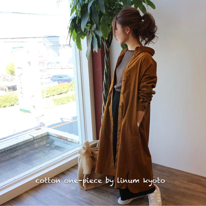 秋冬春コーデュロイシャツワンピース シャツコールコーデュロイで魅せる こだわり抜いた大人のシ