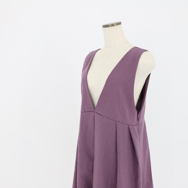 柔らかなハーフリネンの前後2wayタックワンピース パープル リネンワンピース コットンリネン 柔らかなハーフリネンの前後2wayタックワンピース パープル リネンワンピース コットンリネン