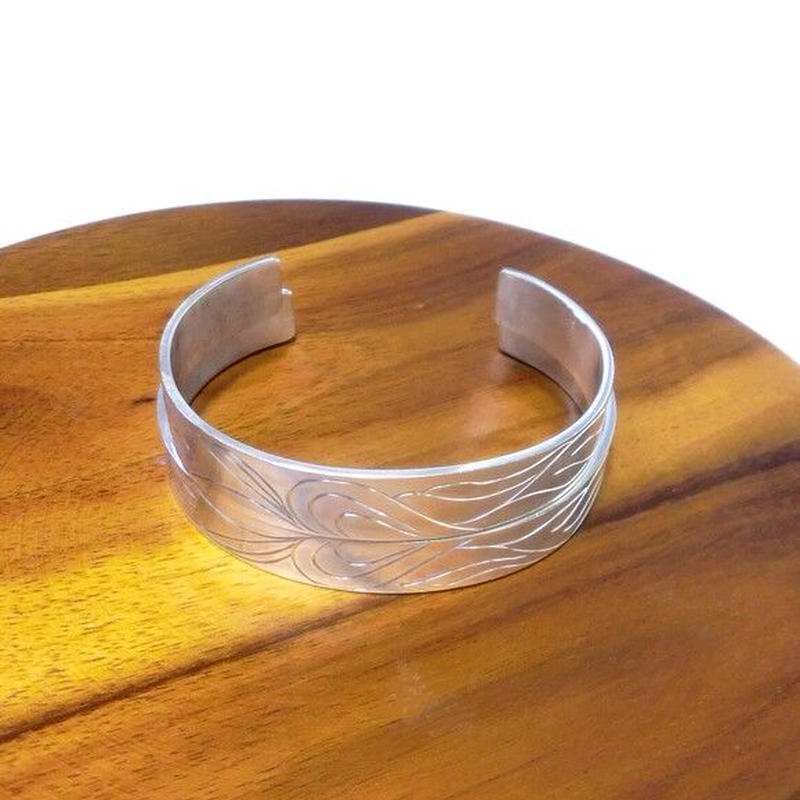 ペアバングル ペアブレスレット ハートと羽のシルバーペアバングル シルバーアクセサリー工房アンク