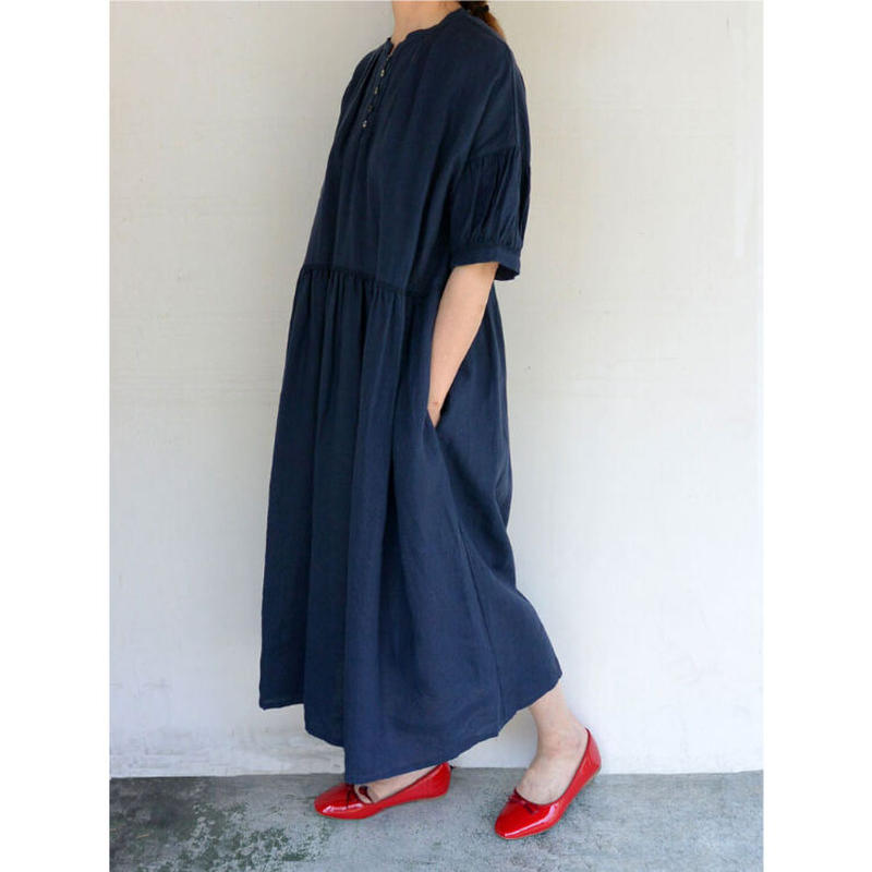 再入荷なしです Ina イナ ウエスト切り替えレース挟み込みワンピースnavy Litt