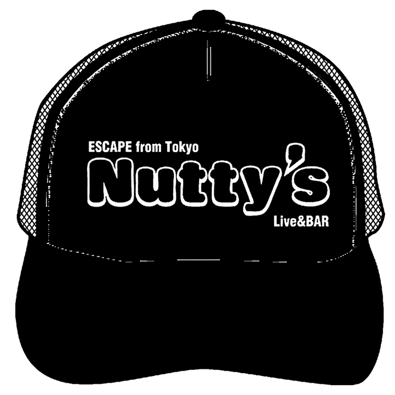 ナッティーズ ロゴ 黒メッシュキャップ 白文字 ステッカー Live Bar Nutty ナッティーズ ロゴ 黒メッシュキャップ 白文字 ステッカー Live Bar Nutty