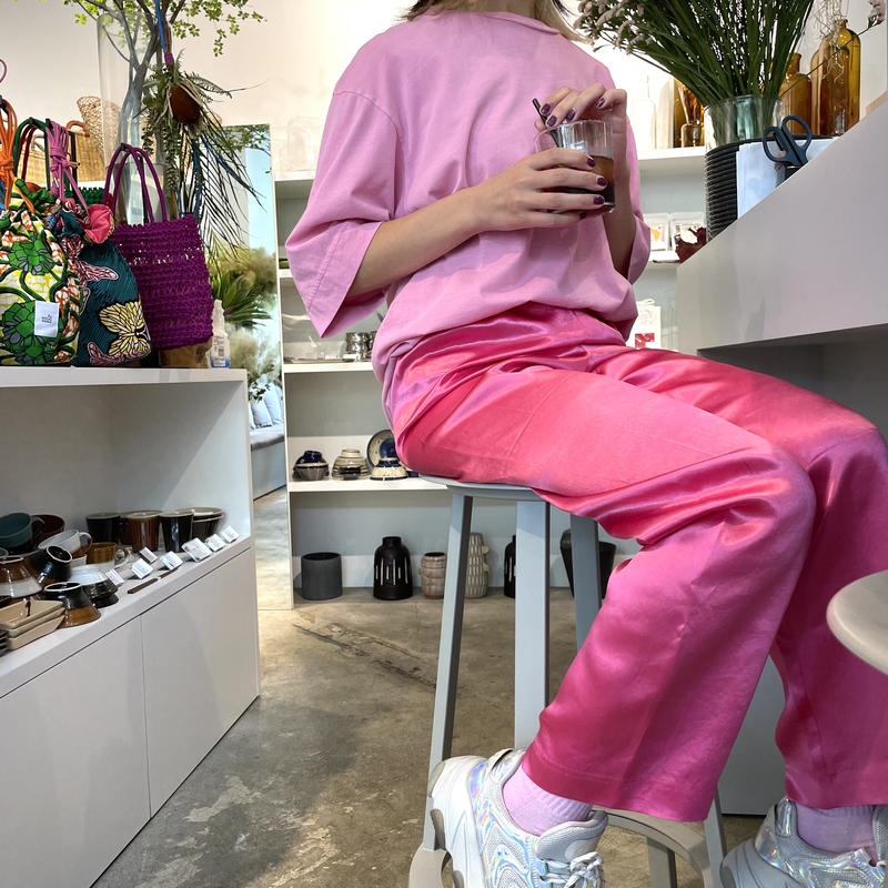 ピンク系 S最新作の サテンピンクパンツ カジュアルパンツ レディースピンク系s 9 000 Jkkniu Edu