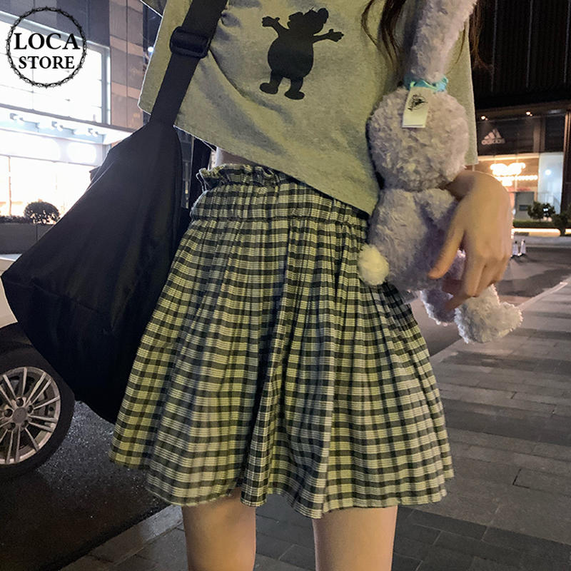 Ppeireeaライン スカート レディース ミニスカート ハイウエスト チェック柄 プリーツスカート 韓国風 着痩せ ショートスカート シンプル お見舞い