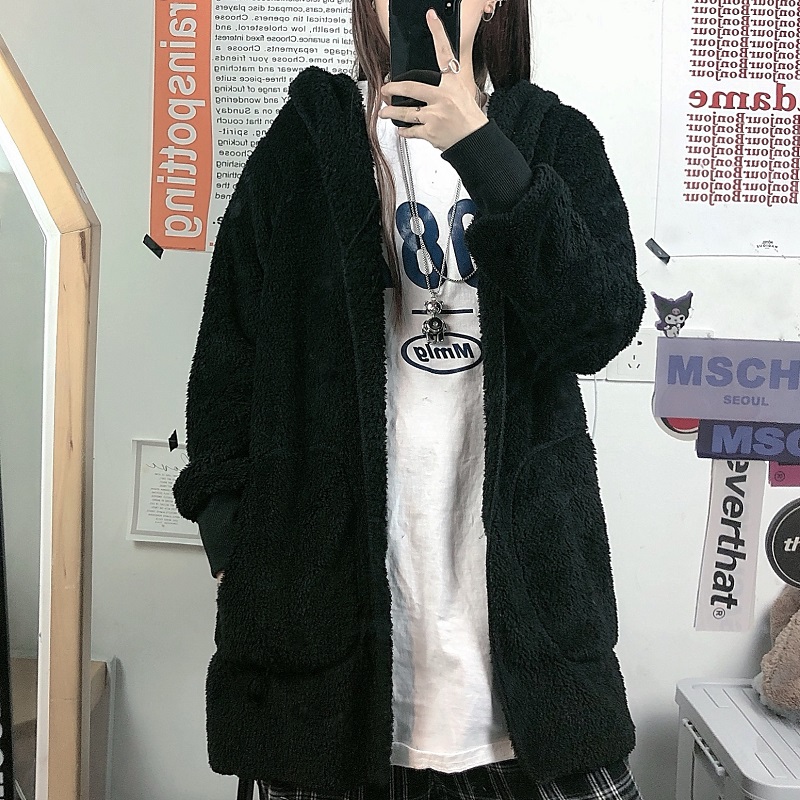 ボアフリースパーカー もこもこ ラムウール オーバーサイズ 韓国ファッション レディース フリ