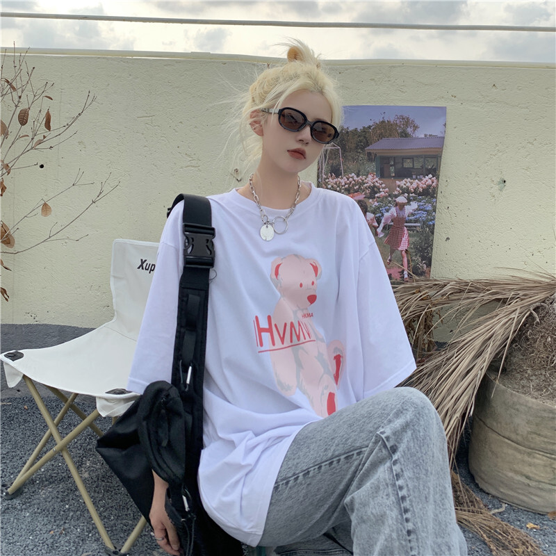 ユニセックス Tシャツ クマちゃん ベアー ルーズ 韓国ファッション メンズ レディース オー