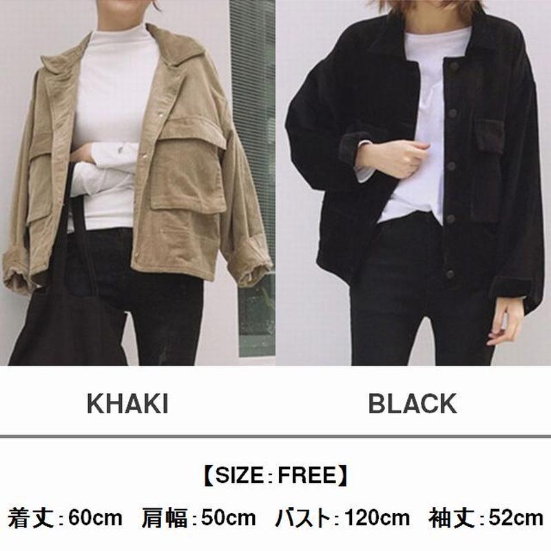 コーデュロイ ジャケット ショート丈 レディース アウター ルーズ ...