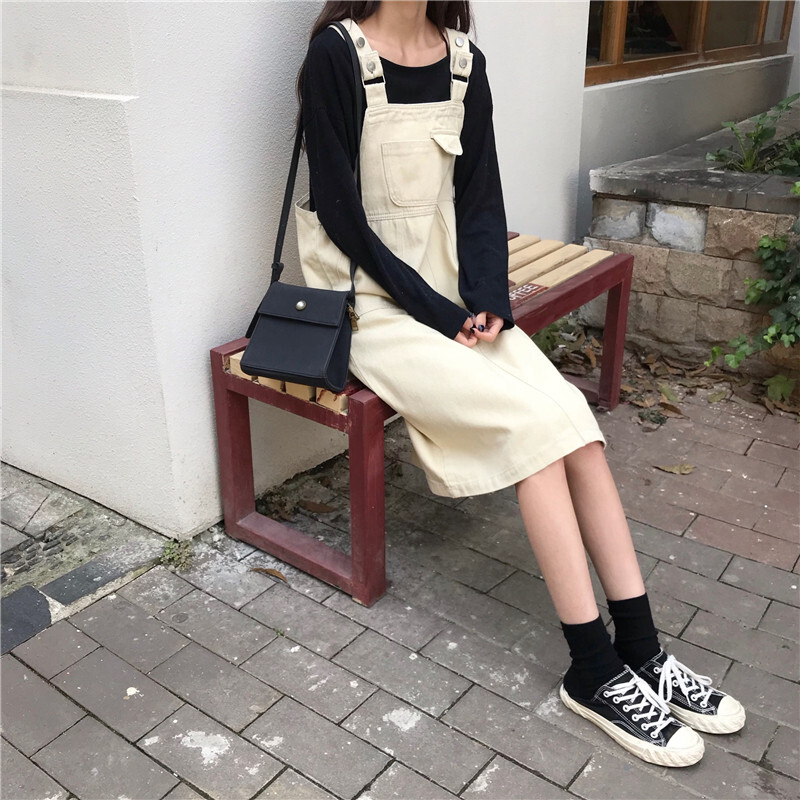 サロペットワンピース ジャンパースカート 韓国ファッション レディース ガーリー ハイウエスト
