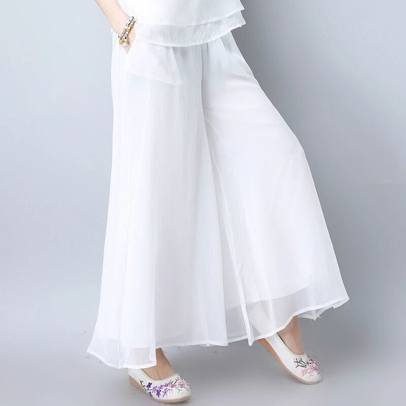 レディース 総レース仕立て ワイドパンツ ガウチョパンツ ワイドレッグパンツ レース 韓国ファ