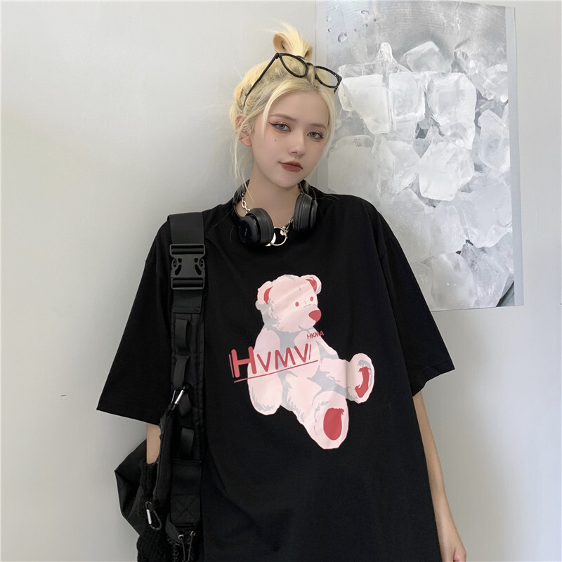 ユニセックス Tシャツ クマちゃん ベアー ルーズ 韓国ファッション メンズ レディース オー