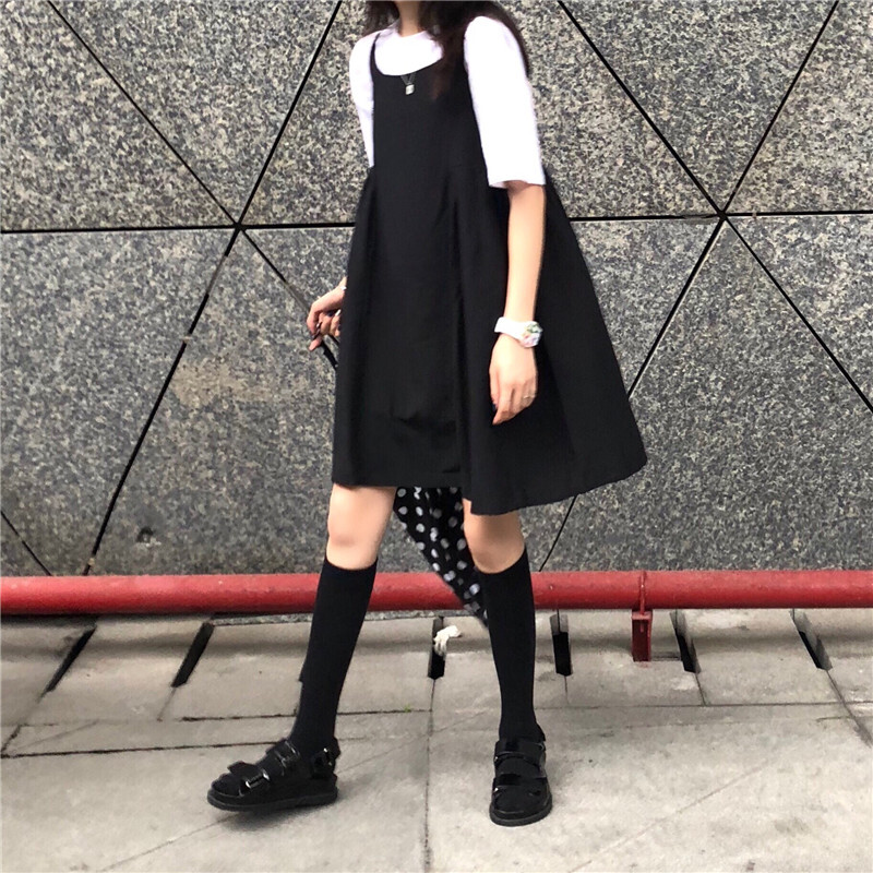 ジャンパースカート ジャンスカ ショート丈 ノースリーブ ルーズ 韓国ファッション レディース