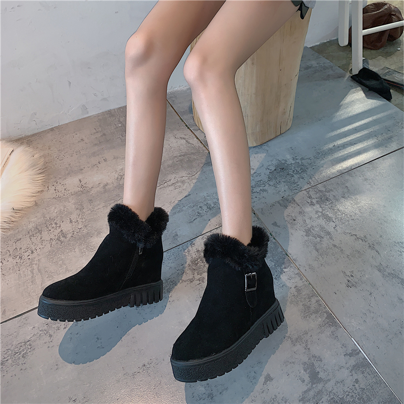 ファーブーツ ムートンブーツ 厚底 韓国ファッション レディース ラウンドトゥ もこもこ フラ