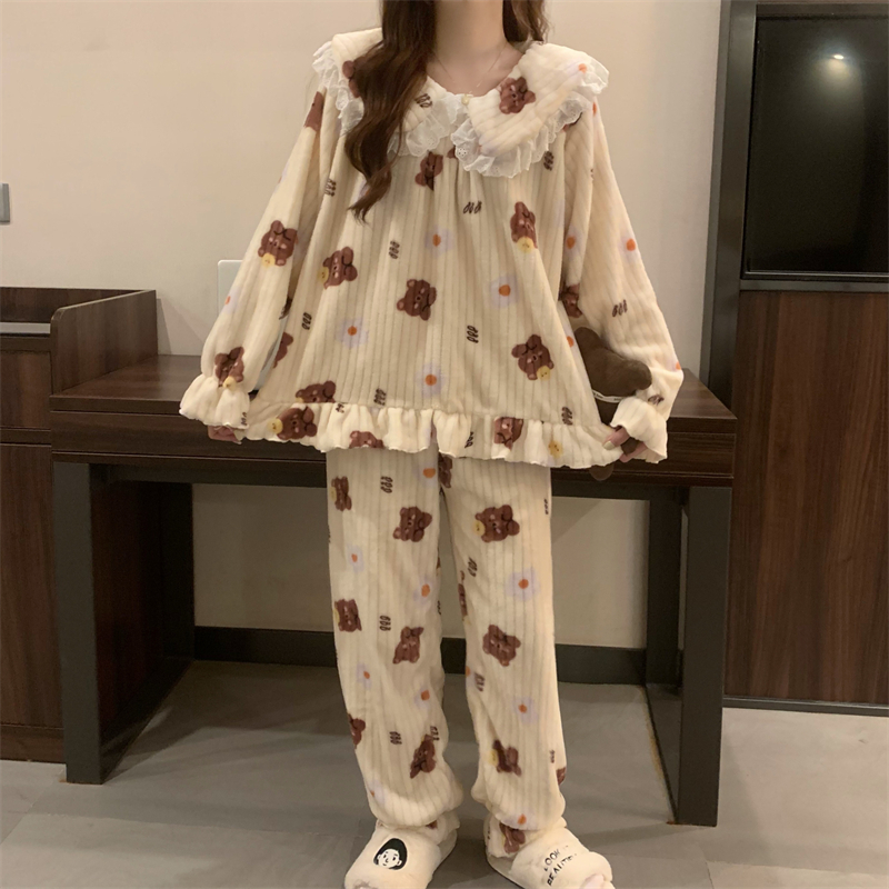ガーリー ミニワンピース ルームウェア 部屋着 くまちゃん パジャマ