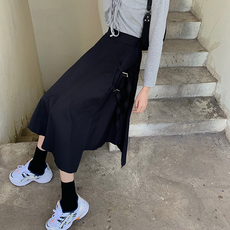 アシンメトリー スカート スプリットスカート 韓国ファッション レディース ロングスカート A