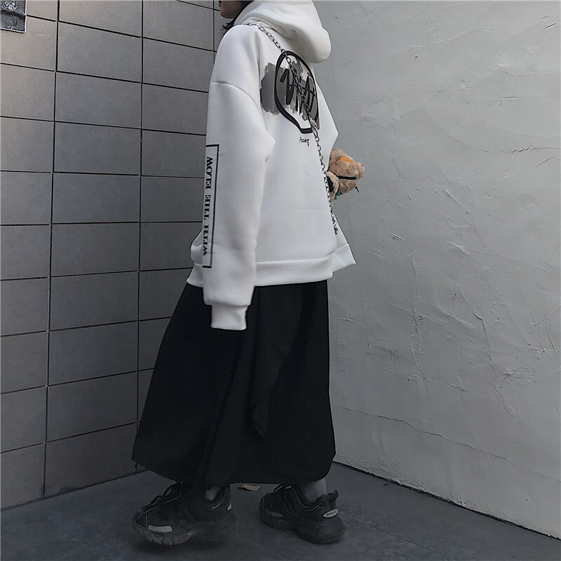 ユニセックス プルオーバー パーカー メンズ レディース 袖プリント オーバーサイズ ルーズ