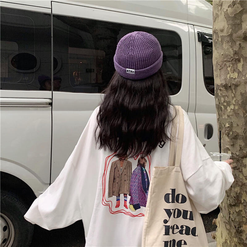 長袖 ロング Tシャツ オーバーサイズ 韓国ファッション レディース ロングtシャツ ロンt