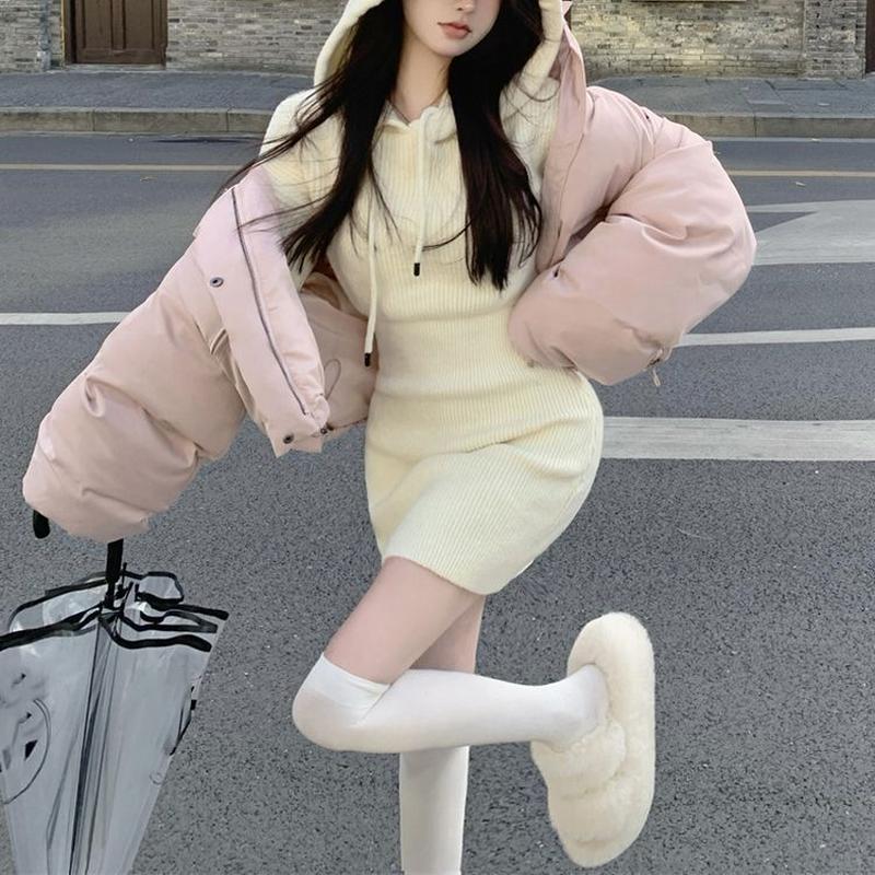 ショート丈 ダウンジャケット ハイネック オーバーサイズ ゆったり シンプル 韓国ファッション