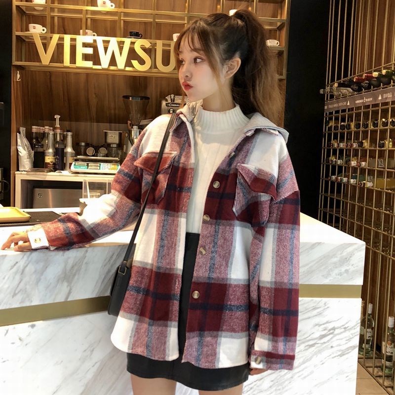 パーカー ネルシャツ 韓国ファッション レディース チェック柄 レイヤード 重ね着風 フード脱