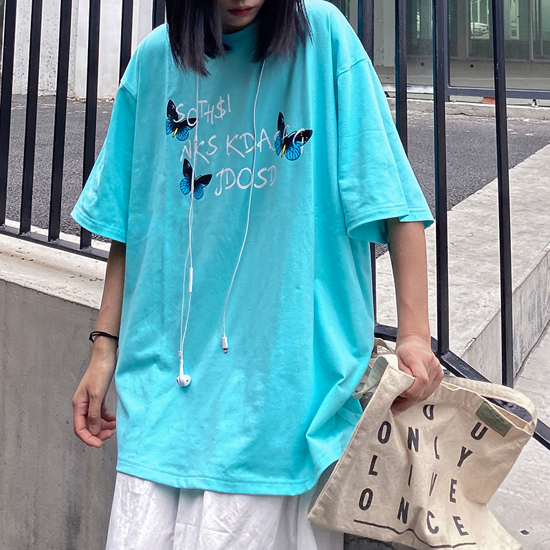 バタフライ Tシャツ 半袖 ルーズ 韓国ファッション レディース トップス ゆったり 大きめ