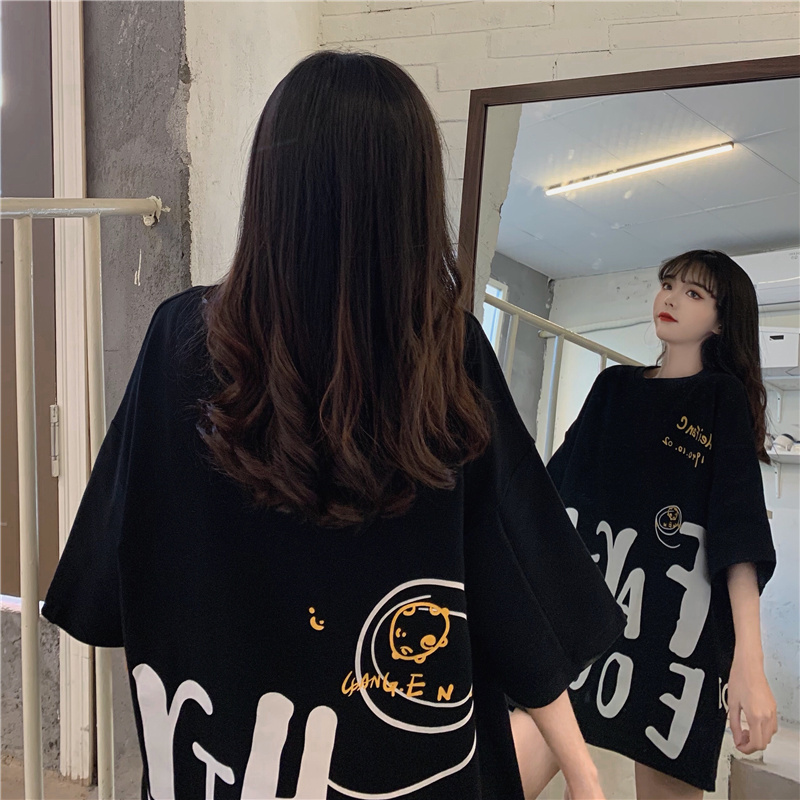 Tシャツ 半袖 英字プリント オーバーサイズ 韓国ファッション レディース カットソー トップ