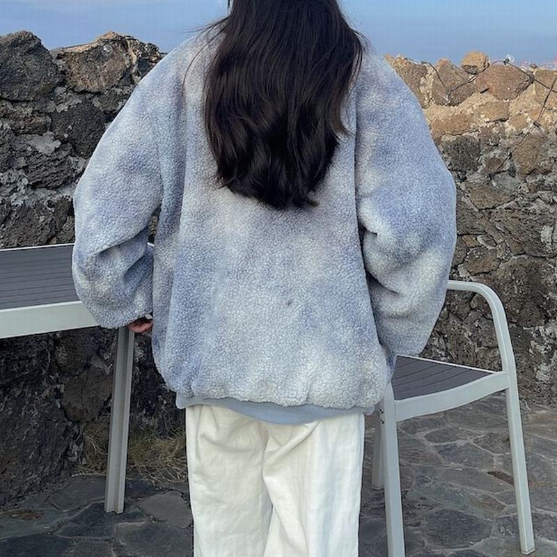 タイダイ染め ボアジャケット ボアブルゾン フリース アウター 暖かい ゆったり 防寒 もこも タイダイ染め ボアジャケット ボアブルゾン フリース アウター 暖かい ゆったり 防寒 もこも