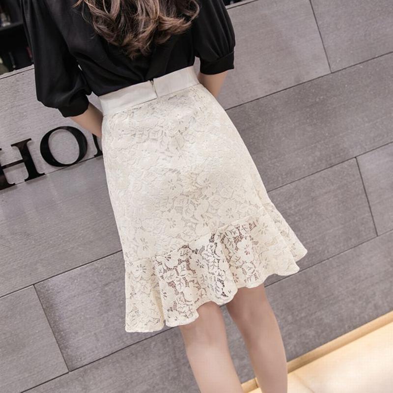 レディース フィッシュテール レーススカート フリル 総レース ハイウエスト 韓国ファッション レディース フィッシュテール レーススカート フリル 総レース ハイウエスト 韓国ファッション