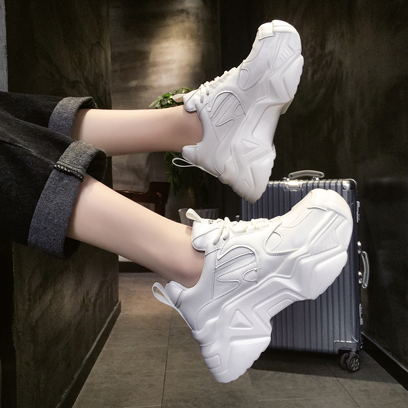 ダットスニーカー 厚底 シューレース カジュアル 韓国ファッション レディース スニーカー 靴