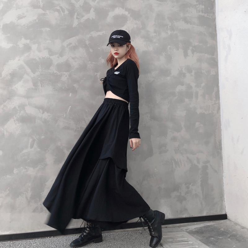 ロングスカート 不規則デザイン 韓国ファッション レディース スカート ロング丈 アシンメトリ
