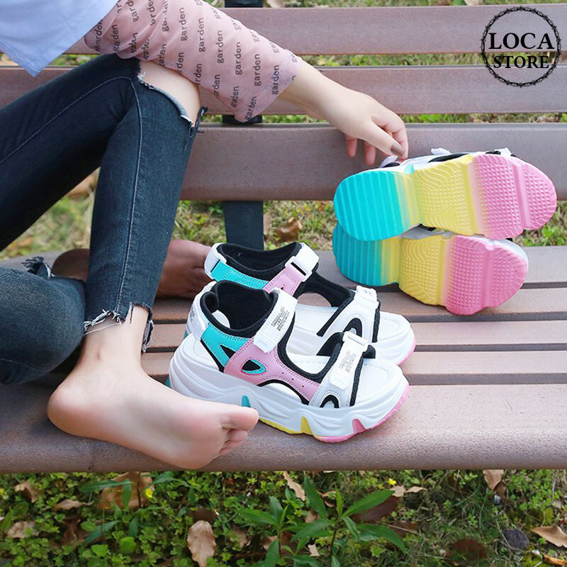 スポーツサンダル カラフル ソール スポサン 6cm 厚底 韓国ファッション レディース サン