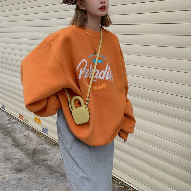 トレーナー プラスベルベット プルオーバー オーバーサイズ シンプル 韓国ファッション レディ トレーナー プラスベルベット プルオーバー オーバーサイズ シンプル 韓国ファッション レディ