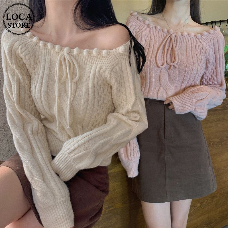 ニット セーター 2カラー オフショルダー ケーブル編み プルオーバー 韓国ファッション レデ ニット セーター 2カラー オフショルダー ケーブル編み プルオーバー 韓国ファッション レデ