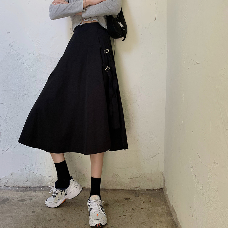 アシンメトリー スカート スプリットスカート 韓国ファッション レディース ロングスカート A