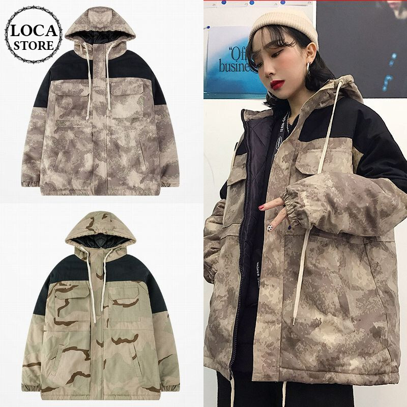 ユニセックス フード付き 迷彩 ジャケット アウター メンズ レディース コットンパッド オー