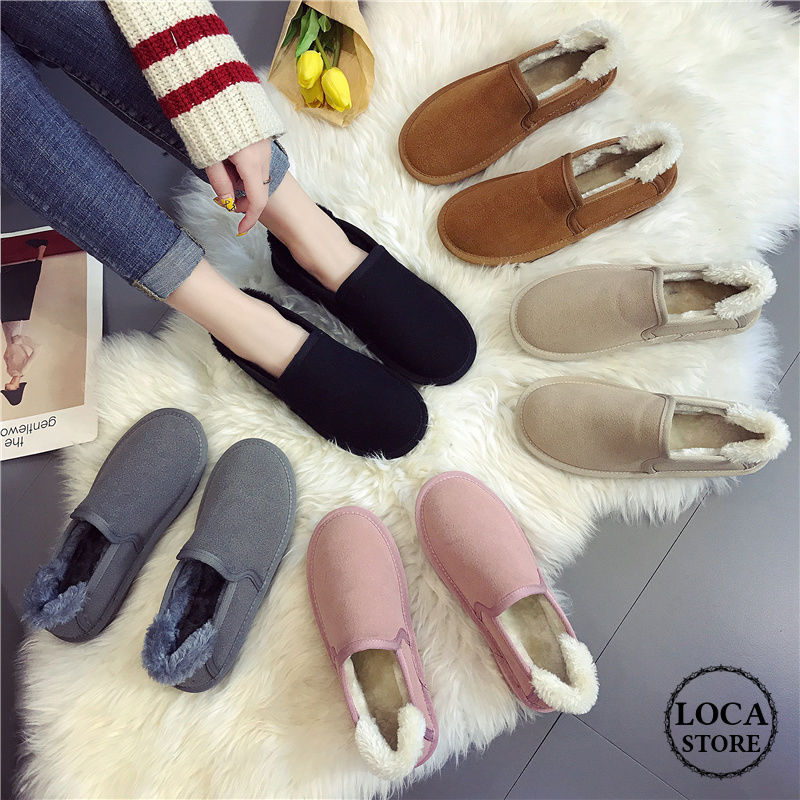 レディース ムートン スリッポン ファー フラット フラットシューズ スエード ボア 秋冬 防